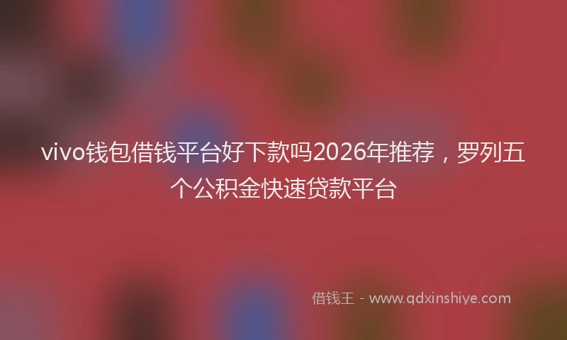 vivo钱包借钱平台好下款吗2026年推荐，罗列五个公积金快速贷款平台