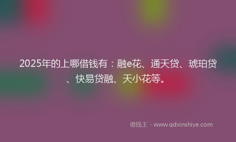 2025年的上哪借钱有:融e花、通天贷、琥珀贷、快易贷融、天小花等。