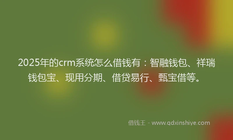2025年的crm系统怎么借钱有：智融钱包、祥瑞钱包宝、现用分期、借贷易行、甄宝借等。