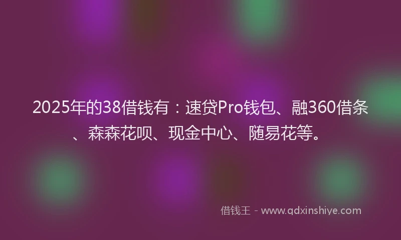 2025年的38借钱有：速贷Pro钱包、融360借条、森森花呗、现金中心、随易花等。