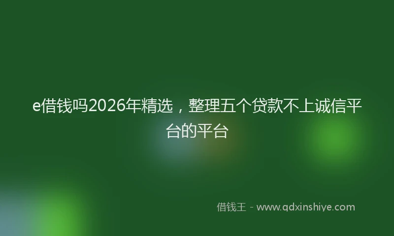 e借钱吗2026年精选，整理五个贷款不上诚信平台的平台