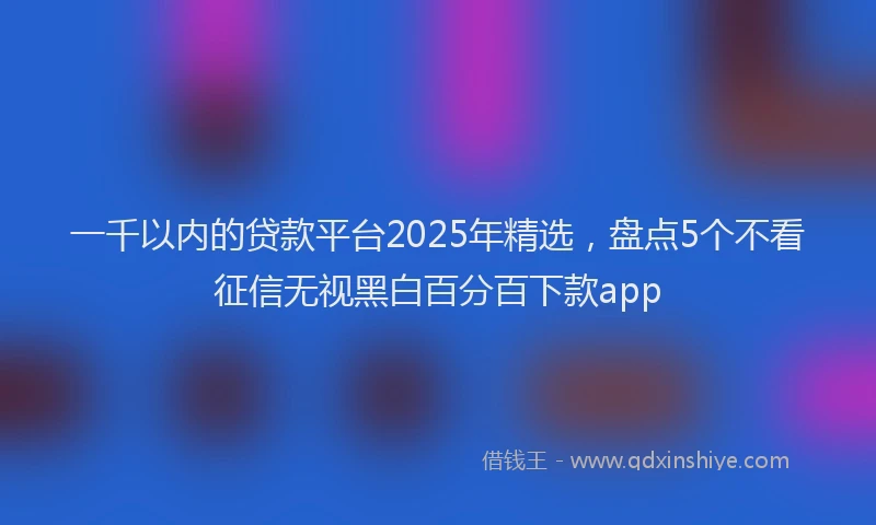 一千以内的贷款平台2025年精选，盘点5个不看征信无视黑白百分百下款app