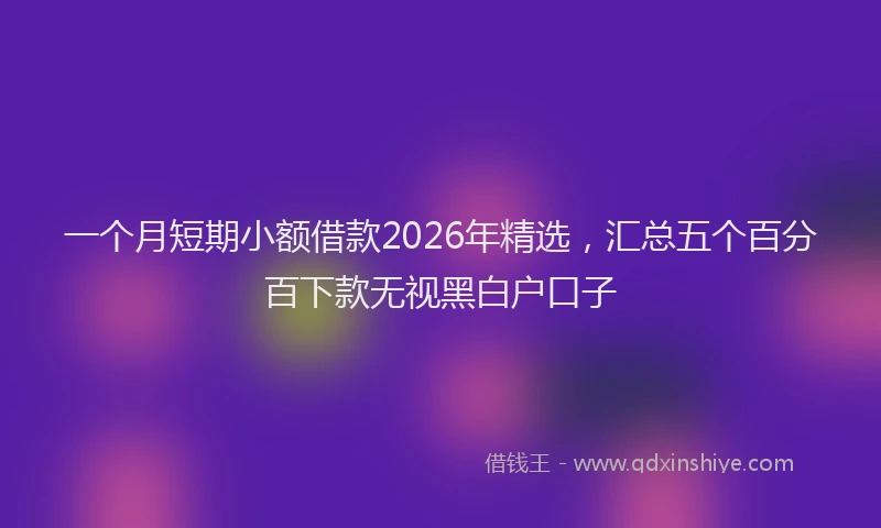一个月短期小额借款2026年精选，汇总五个百分百下款无视黑白户口子