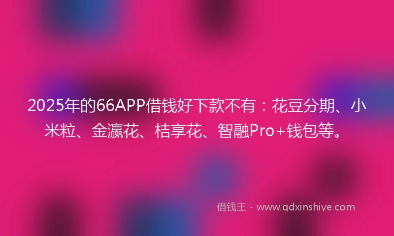2025年的66APP借钱好下款不有：花豆分期、小米粒、金瀛花、桔享花、智融Pro+钱包等。