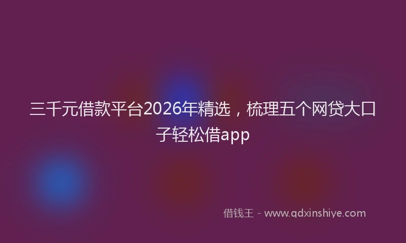 三千元借款平台2026年精选，梳理五个网贷大口子轻松借app