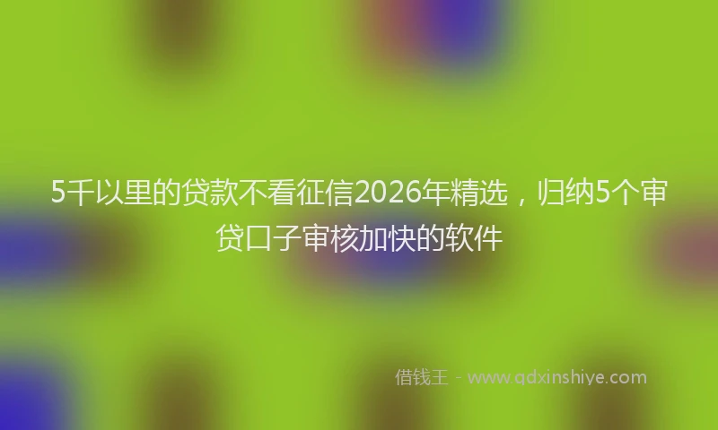 5千以里的贷款不看征信2026年精选，归纳5个审贷口子审核加快的软件