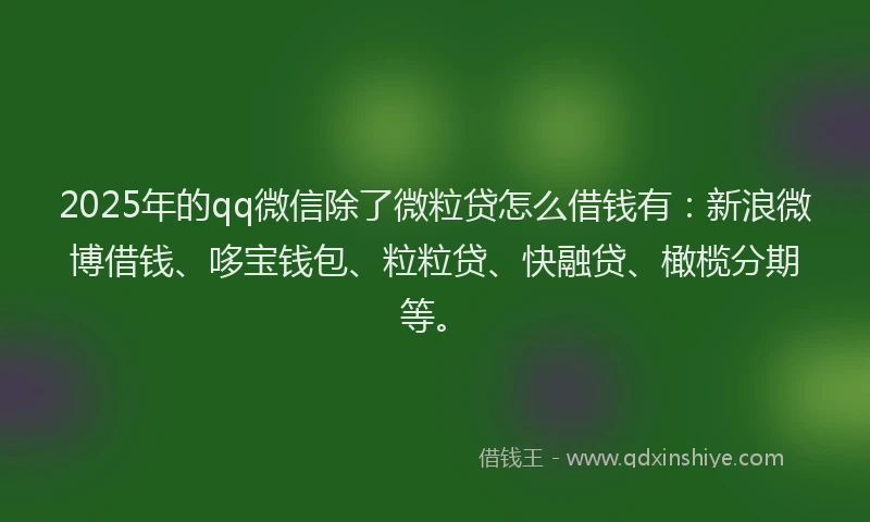 2025年的qq微信除了微粒贷怎么借钱有：新浪微博借钱、哆宝钱包、粒粒贷、快融贷、橄榄分期等。
