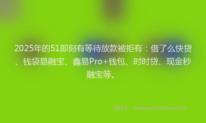 2025年的51即刻有等待放款被拒有：借了么快贷、钱袋易融宝、鑫易Pro+钱包、时时贷、现金秒融宝等。