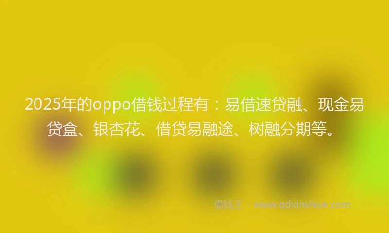 2025年的oppo借钱过程有：易借速贷融、现金易贷盒、银杏花、借贷易融途、树融分期等。