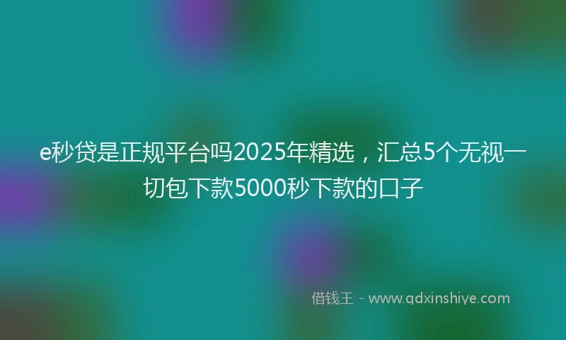 e秒贷是正规平台吗2025年精选，汇总5个无视一切包下款5000秒下款的口子