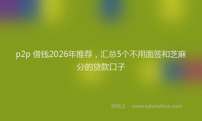p2p 借钱2026年推荐，汇总5个不用面签和芝麻分的贷款口子