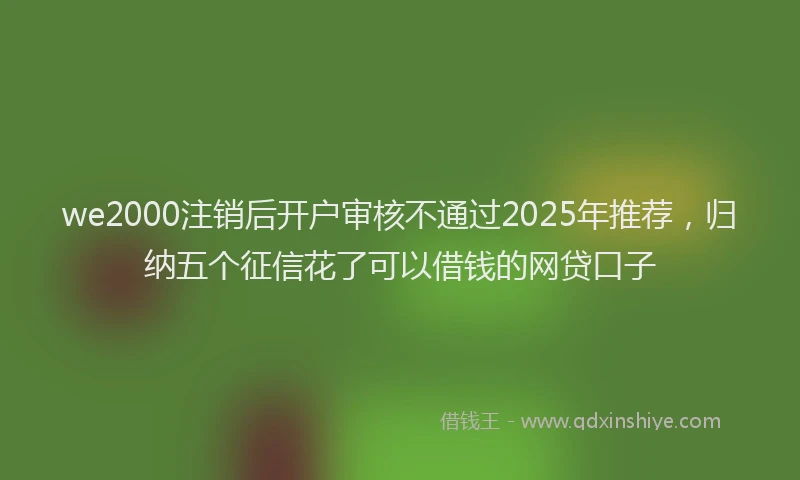 we2000注销后开户审核不通过2025年推荐，归纳五个征信花了可以借钱的网贷口子