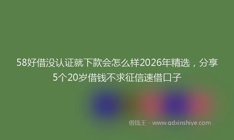 58好借没认证就下款会怎么样2026年精选，分享5个20岁借钱不求征信速借口子