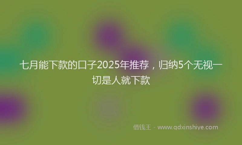 七月能下款的口子2025年推荐，归纳5个无视一切是人就下款