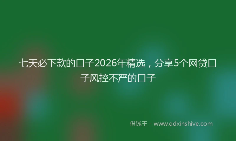 七天必下款的口子2026年精选，分享5个网贷口子风控不严的口子