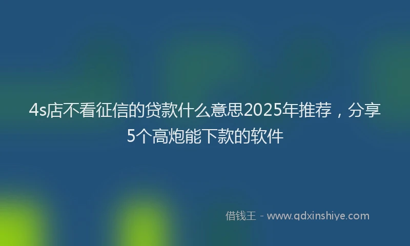4s店不看征信的贷款什么意思2025年推荐，分享5个高炮能下款的软件