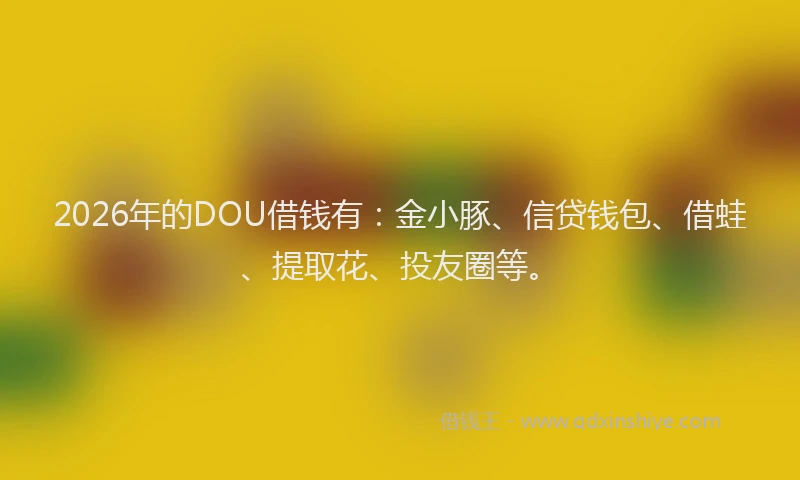 2026年的DOU借钱有：金小豚、信贷钱包、借蛙、提取花、投友圈等。