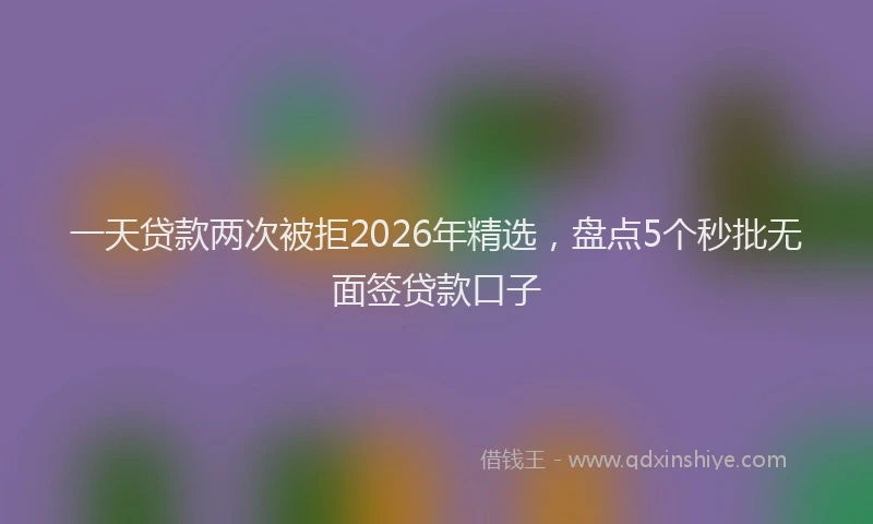 一天贷款两次被拒2026年精选，盘点5个秒批无面签贷款口子