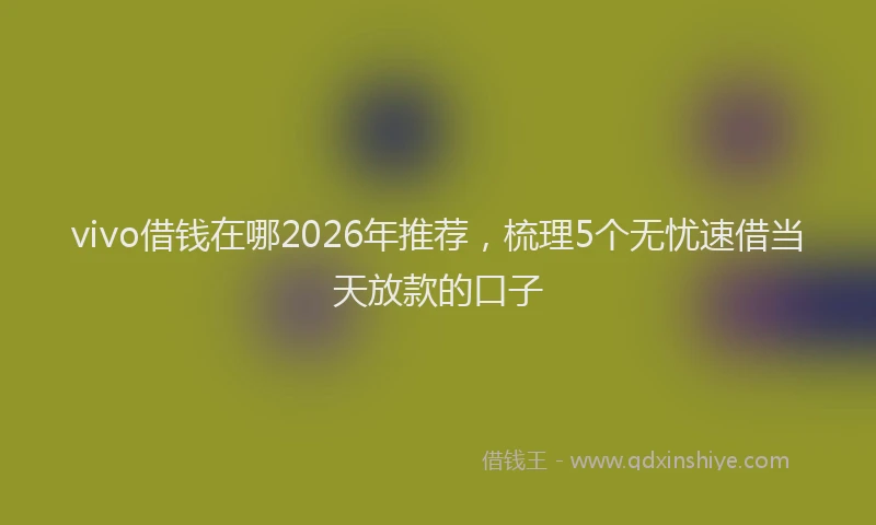 vivo借钱在哪2026年推荐，梳理5个无忧速借当天放款的口子