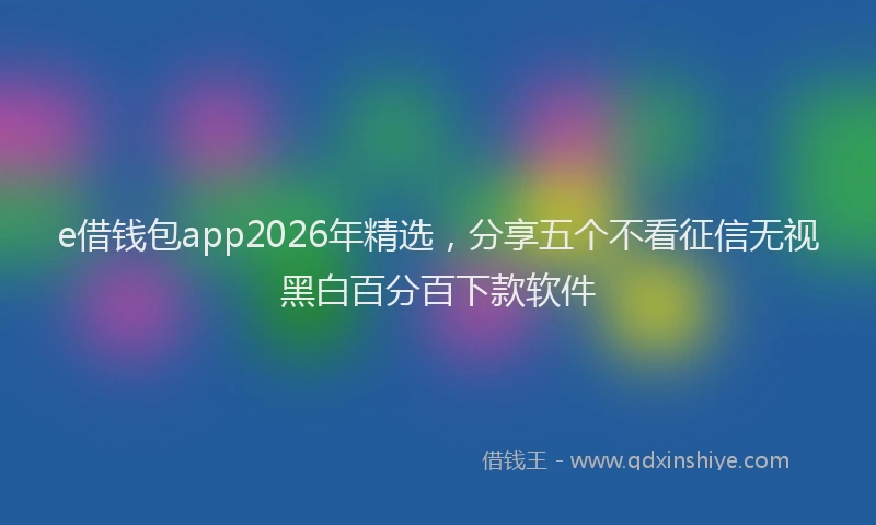 e借钱包app2026年精选，分享五个不看征信无视黑白百分百下款软件