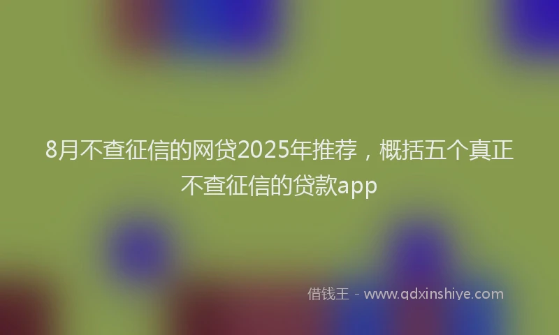 8月不查征信的网贷2025年推荐，概括五个真正不查征信的贷款app