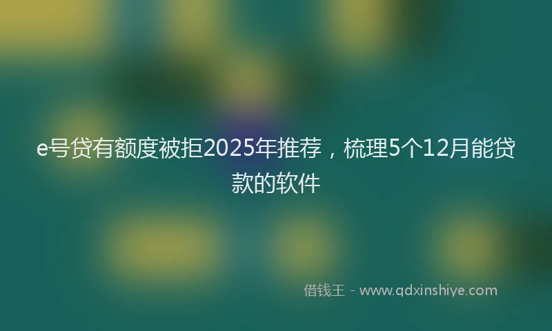 e号贷有额度被拒2025年推荐，梳理5个12月能贷款的软件