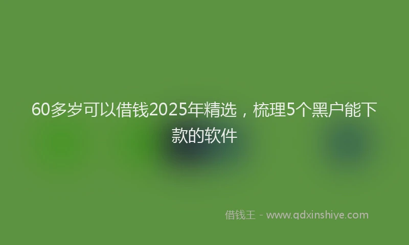 60多岁可以借钱2025年精选，梳理5个黑户能下款的软件
