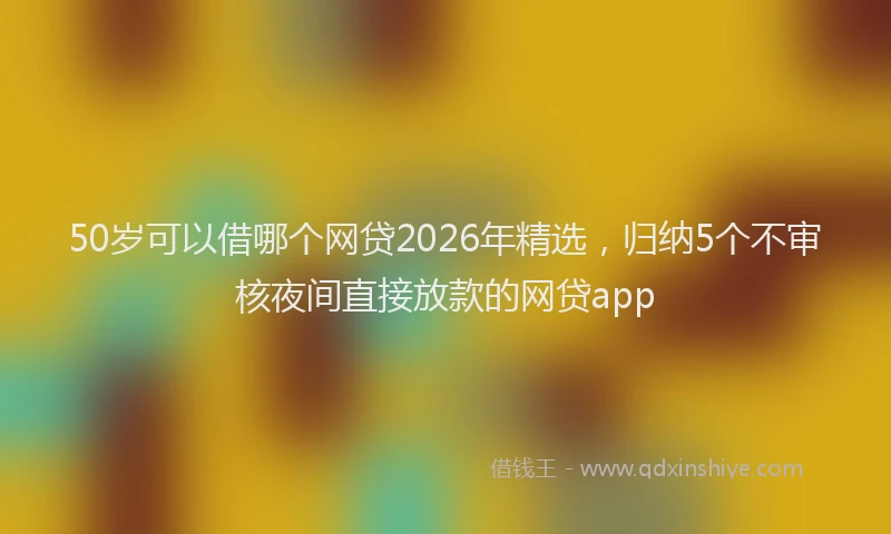 50岁可以借哪个网贷2026年精选，归纳5个不审核夜间直接放款的网贷app