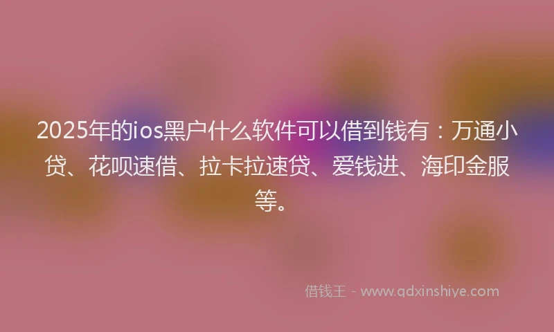 2025年的ios黑户什么软件可以借到钱有:万通小贷、花呗速借、拉卡拉速贷、爱钱进、海印金服等。