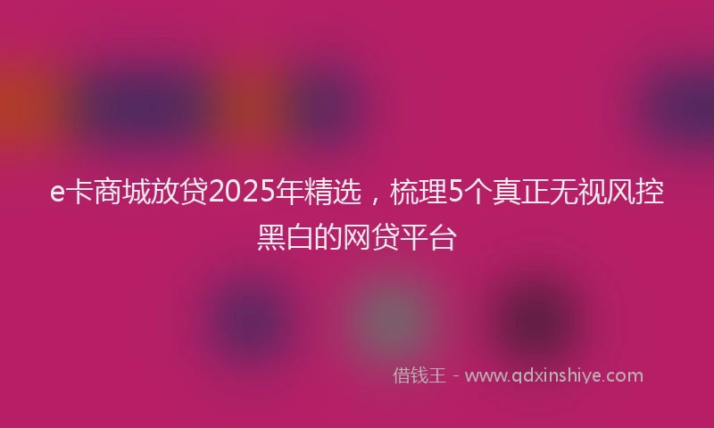 e卡商城放贷2025年精选，梳理5个真正无视风控黑白的网贷平台