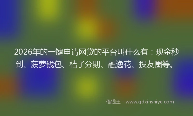 2026年的一键申请网贷的平台叫什么有：现金秒到、菠萝钱包、桔子分期、融逸花、投友圈等。