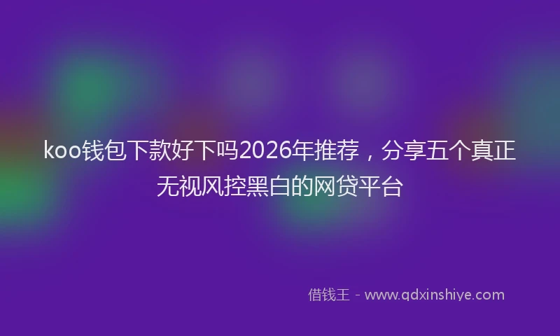 koo钱包下款好下吗2026年推荐，分享五个真正无视风控黑白的网贷平台