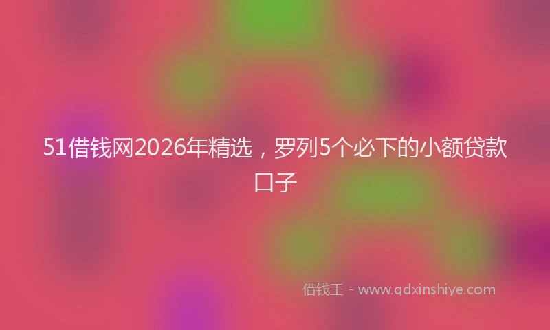 51借钱网2026年精选，罗列5个必下的小额贷款口子