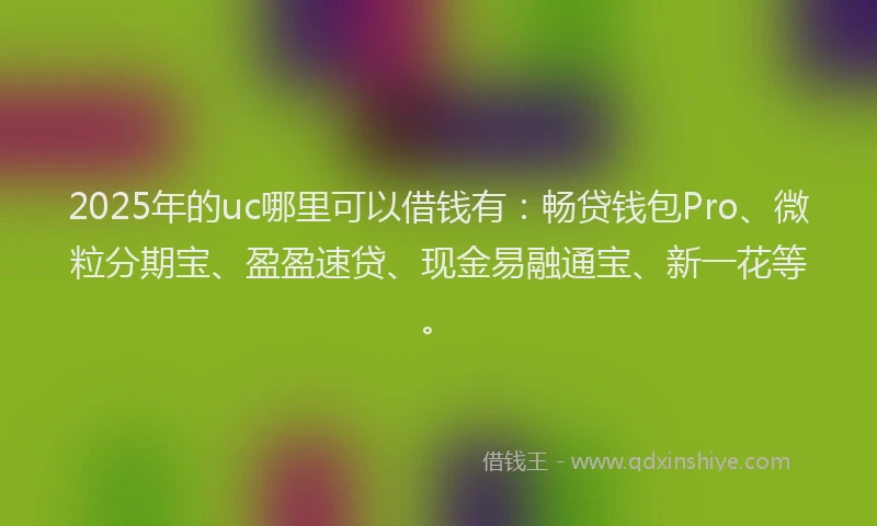 2025年的uc哪里可以借钱有：畅贷钱包Pro、微粒分期宝、盈盈速贷、现金易融通宝、新一花等。