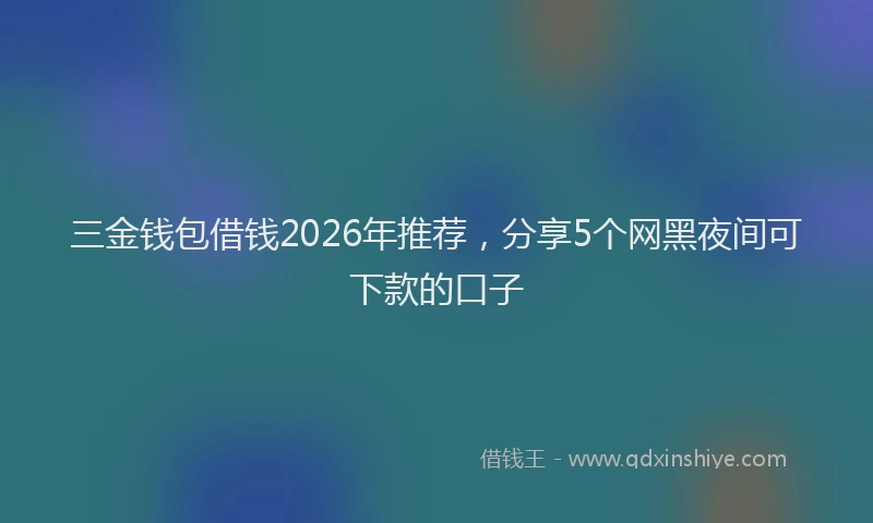 三金钱包借钱2026年推荐，分享5个网黑夜间可下款的口子