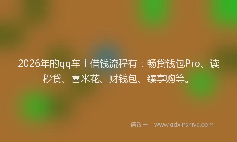 2026年的qq车主借钱流程有：畅贷钱包Pro、读秒贷、喜米花、财钱包、臻享购等。