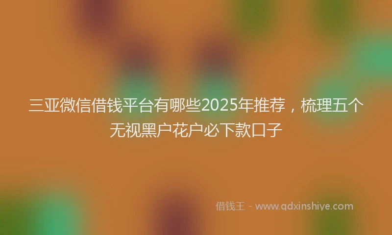 三亚微信借钱平台有哪些2025年推荐,梳理五个无视黑户花户必下款口子