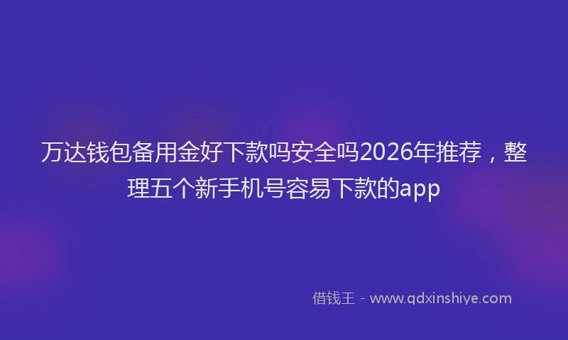 万达钱包备用金好下款吗安全吗2026年推荐，整理五个新手机号容易下款的app