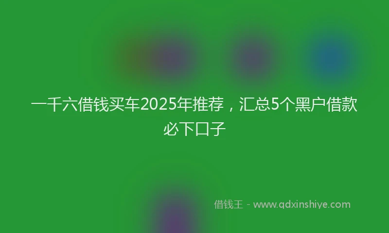 一千六借钱买车2025年推荐,汇总5个黑户借款必下口子