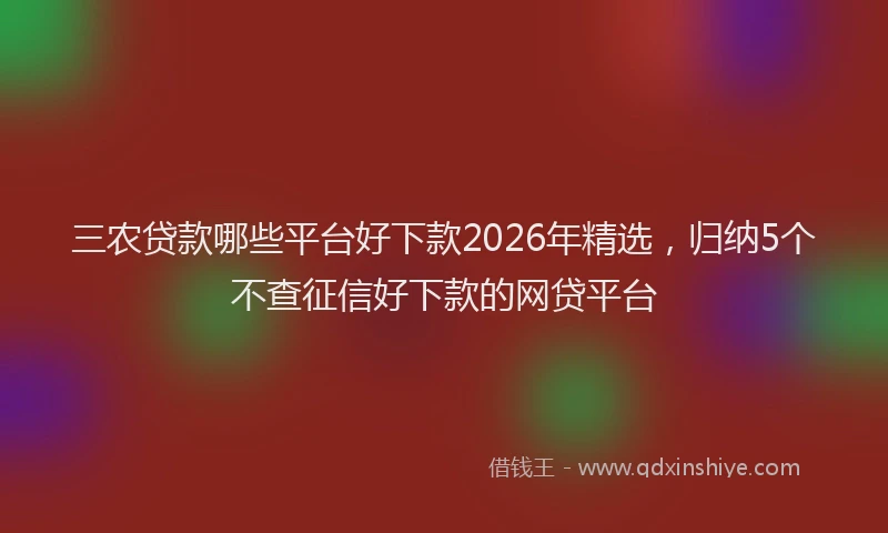 三农贷款哪些平台好下款2026年精选，归纳5个不查征信好下款的网贷平台