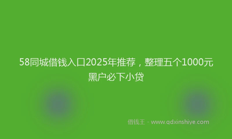 58同城借钱入口2025年推荐,整理五个1000元黑户必下小贷