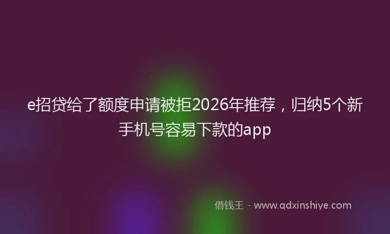 e招贷给了额度申请被拒2026年推荐，归纳5个新手机号容易下款的app