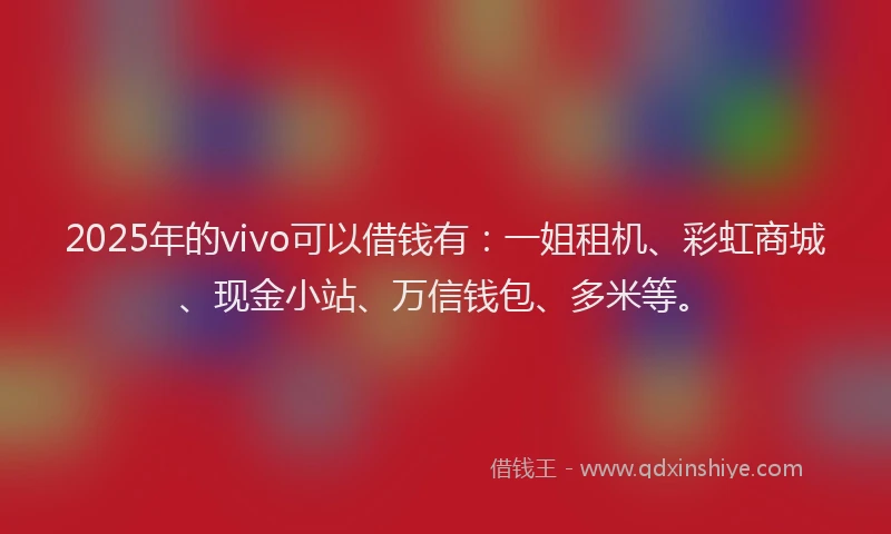 2025年的vivo可以借钱有：一姐租机、彩虹商城、现金小站、万信钱包、多米等。