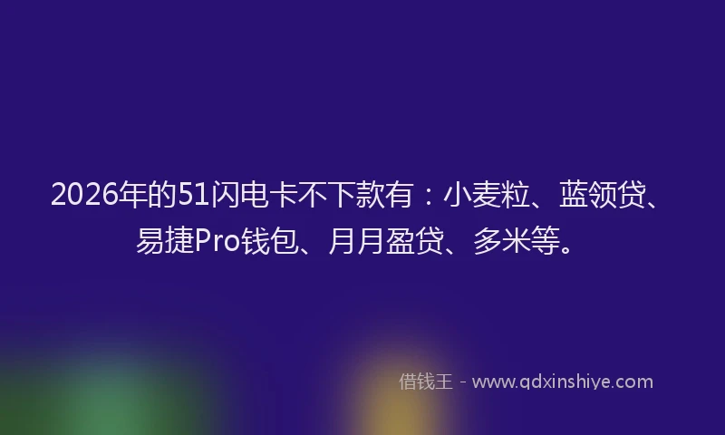 2026年的51闪电卡不下款有：小麦粒、蓝领贷、易捷Pro钱包、月月盈贷、多米等。