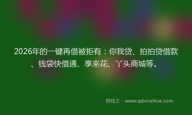 2026年的一键再借被拒有：你我贷、拍拍贷借款、钱袋快借通、享来花、丫头商城等。
