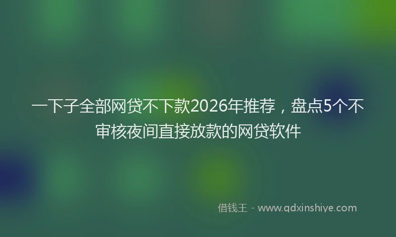 一下子全部网贷不下款2026年推荐，盘点5个不审核夜间直接放款的网贷软件