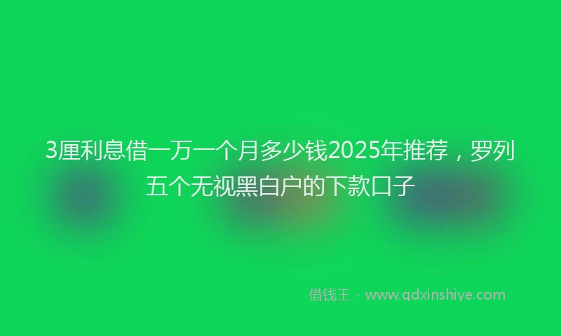 3厘利息借一万一个月多少钱2025年推荐,罗列五个无视黑白户的下款口子