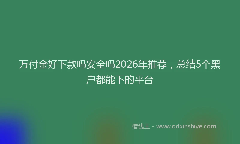 万付金好下款吗安全吗2026年推荐，总结5个黑户都能下的平台
