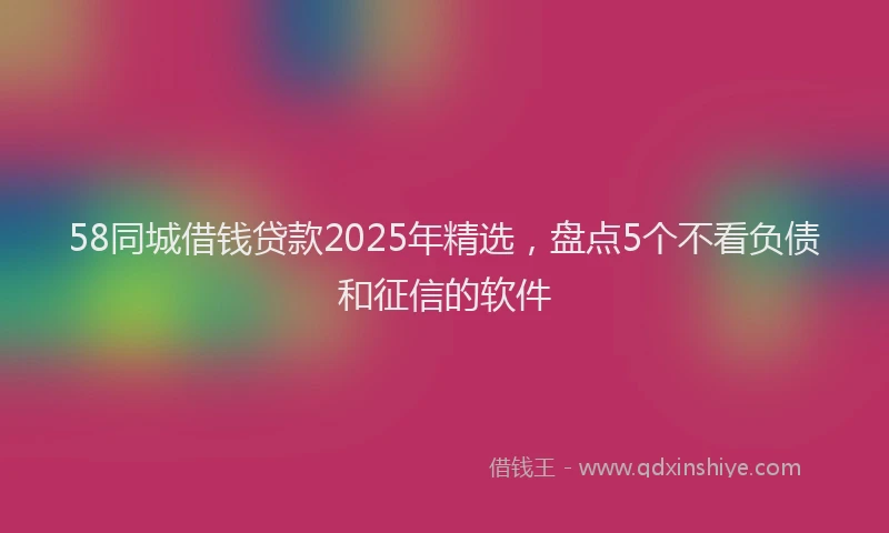 58同城借钱贷款2025年精选，盘点5个不看负债和征信的软件