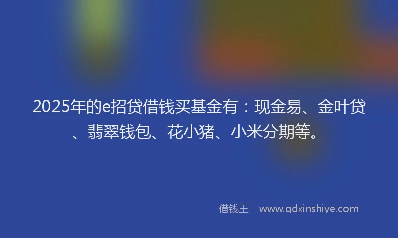 2025年的e招贷借钱买基金有：现金易、金叶贷、翡翠钱包、花小猪、小米分期等。